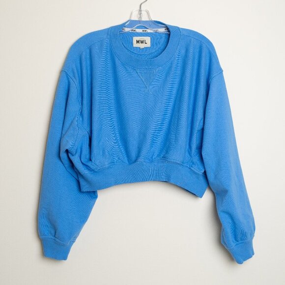 Madewell Terry Sweatshirt Cropped Oversized Blue - Picture 4 of 14